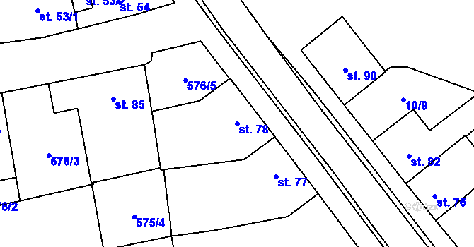 Parcela st. 78 v KÚ Zvonovice, Katastrální mapa