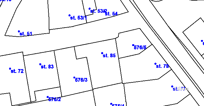 Parcela st. 85 v KÚ Zvonovice, Katastrální mapa