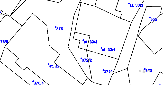 Parcela st. 33/4 v KÚ Rostkov, Katastrální mapa