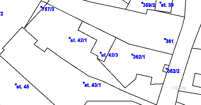 Parcela st. 42/3 v KÚ Rostkov, Katastrální mapa