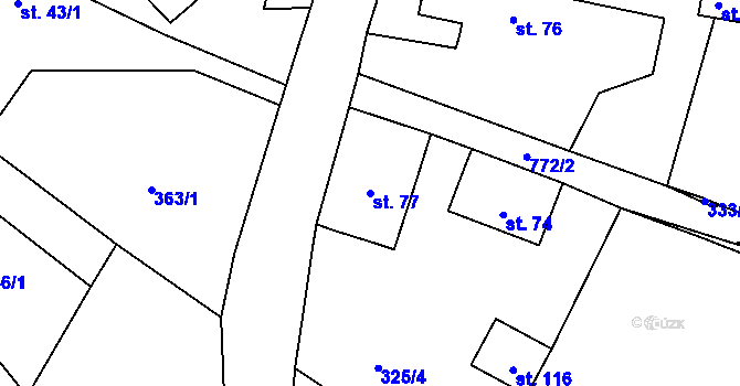 Parcela st. 77 v KÚ Rostkov, Katastrální mapa