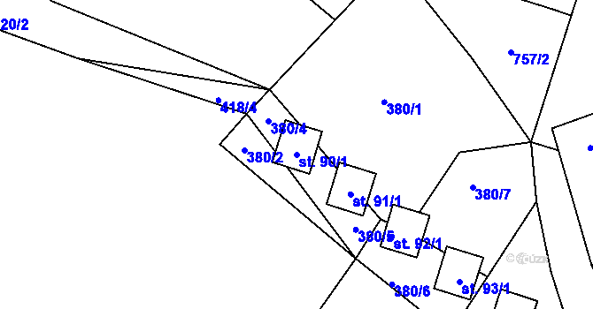 Parcela st. 90/1 v KÚ Rostkov, Katastrální mapa