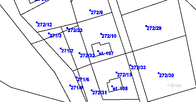 Parcela st. 107 v KÚ Rostkov, Katastrální mapa