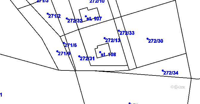 Parcela st. 108 v KÚ Rostkov, Katastrální mapa