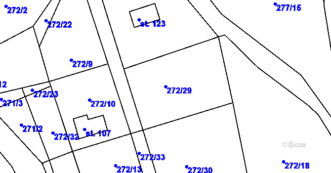 Parcela st. 272/29 v KÚ Rostkov, Katastrální mapa