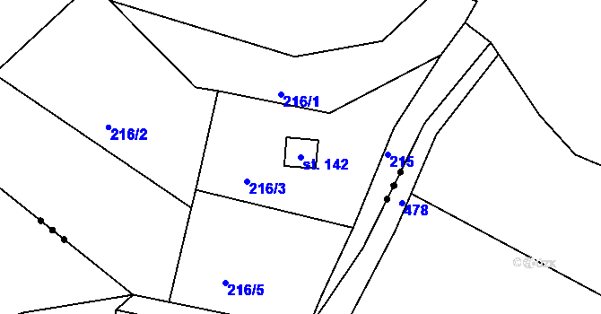 Parcela st. 142 v KÚ Rostkov, Katastrální mapa