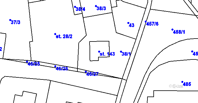 Parcela st. 143 v KÚ Rostoklaty, Katastrální mapa