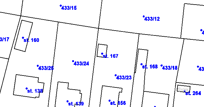 Parcela st. 167 v KÚ Rostoklaty, Katastrální mapa