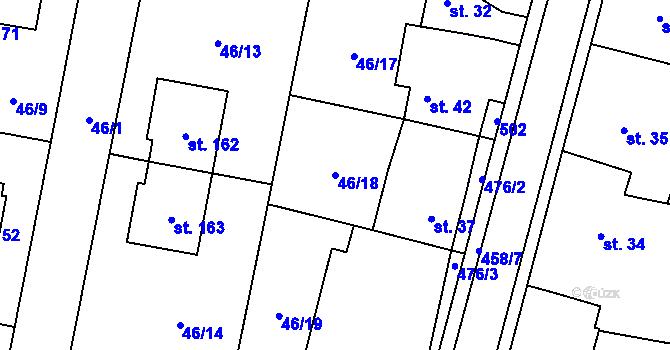 Parcela st. 46/18 v KÚ Rostoklaty, Katastrální mapa