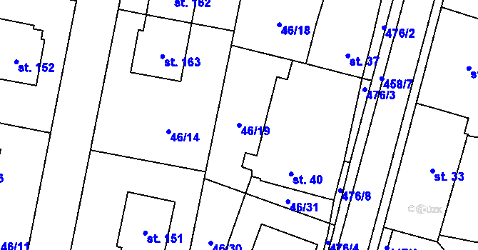 Parcela st. 46/19 v KÚ Rostoklaty, Katastrální mapa