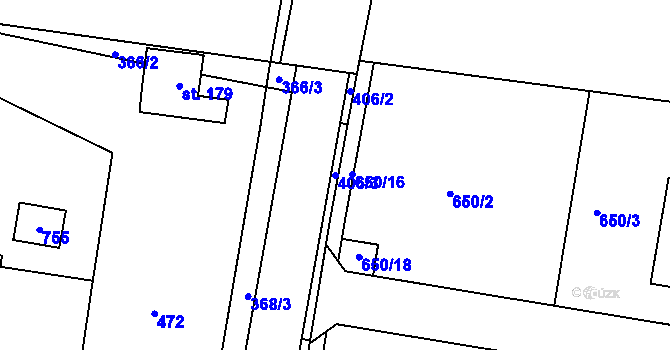 Parcela st. 406/3 v KÚ Rostoklaty, Katastrální mapa