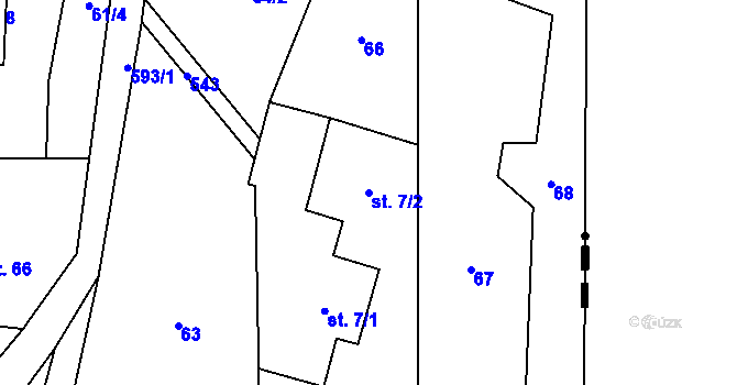 Parcela st. 7/2 v KÚ Karlov u Roškopova, Katastrální mapa