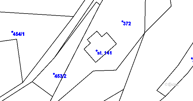 Parcela st. 141 v KÚ Roškopov, Katastrální mapa
