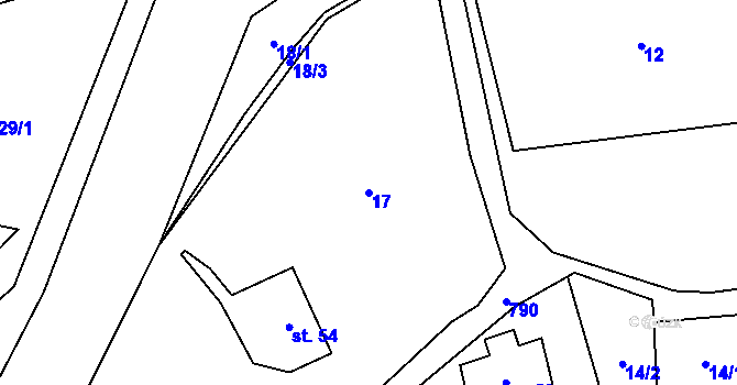 Parcela st. 17 v KÚ Roškopov, Katastrální mapa