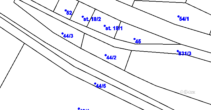Parcela st. 44/2 v KÚ Roškopov, Katastrální mapa