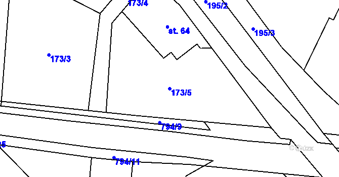 Parcela st. 173/5 v KÚ Roškopov, Katastrální mapa