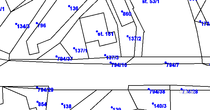 Parcela st. 137/3 v KÚ Roškopov, Katastrální mapa