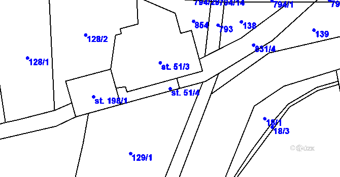 Parcela st. 51/4 v KÚ Roškopov, Katastrální mapa