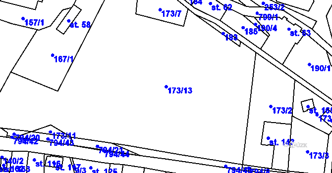 Parcela st. 173/13 v KÚ Roškopov, Katastrální mapa
