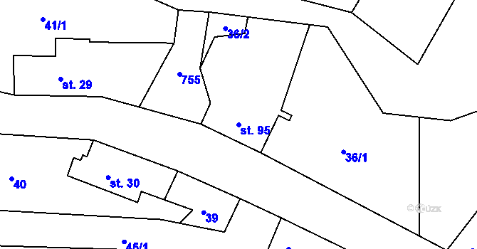 Parcela st. 95 v KÚ Ústí u Staré Paky, Katastrální mapa