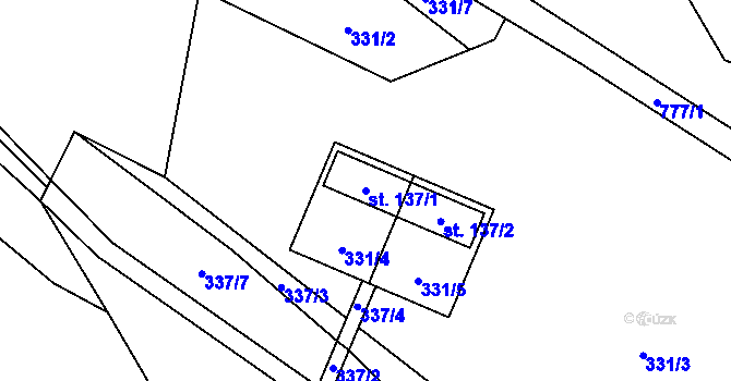 Parcela st. 137/1 v KÚ Ústí u Staré Paky, Katastrální mapa