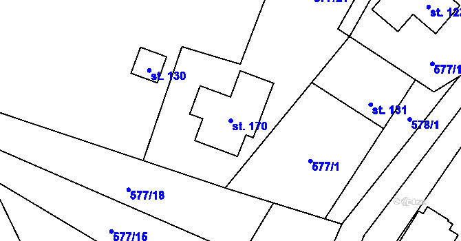 Parcela st. 170 v KÚ Ústí u Staré Paky, Katastrální mapa