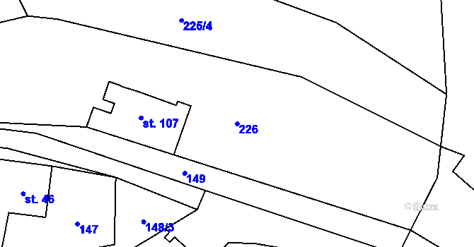 Parcela st. 226 v KÚ Ústí u Staré Paky, Katastrální mapa