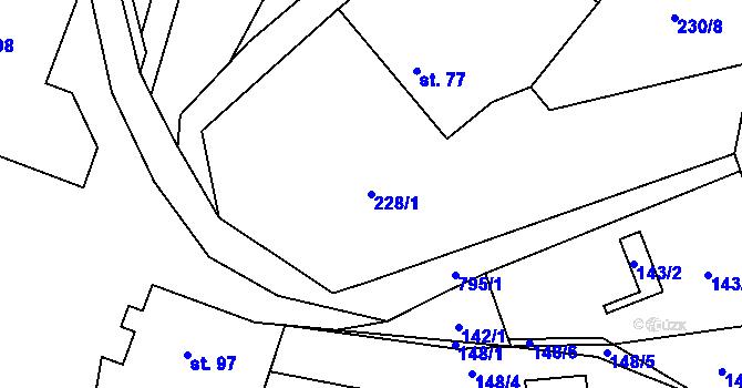 Parcela st. 228/1 v KÚ Ústí u Staré Paky, Katastrální mapa