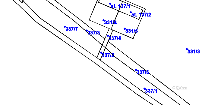 Parcela st. 337/2 v KÚ Ústí u Staré Paky, Katastrální mapa