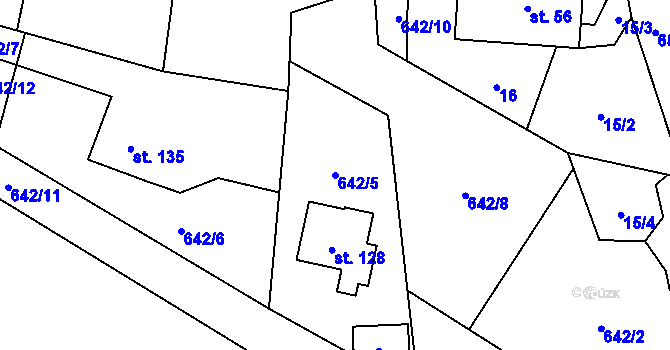 Parcela st. 642/5 v KÚ Ústí u Staré Paky, Katastrální mapa