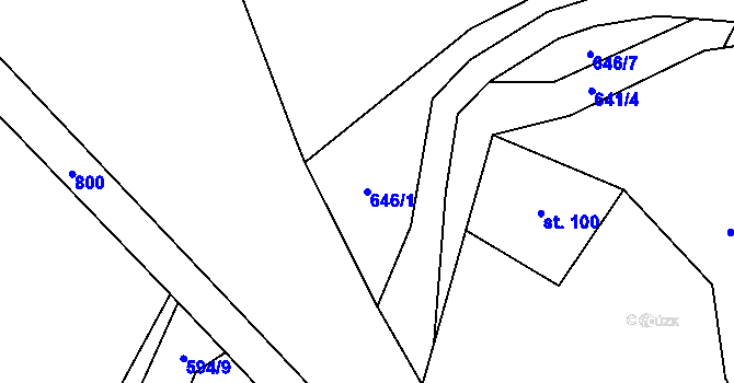 Parcela st. 646/1 v KÚ Ústí u Staré Paky, Katastrální mapa