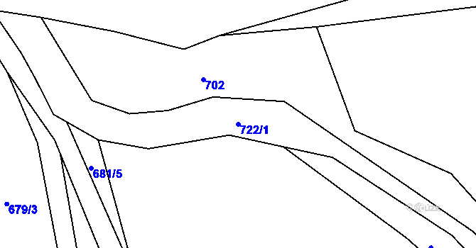 Parcela st. 722/1 v KÚ Ústí u Staré Paky, Katastrální mapa