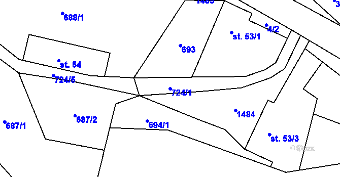 Parcela st. 724/1 v KÚ Ústí u Staré Paky, Katastrální mapa