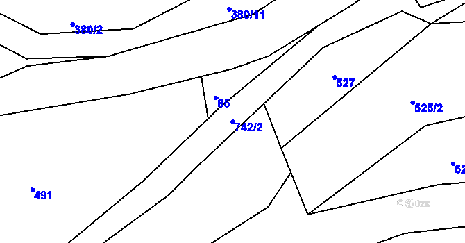 Parcela st. 742/2 v KÚ Ústí u Staré Paky, Katastrální mapa