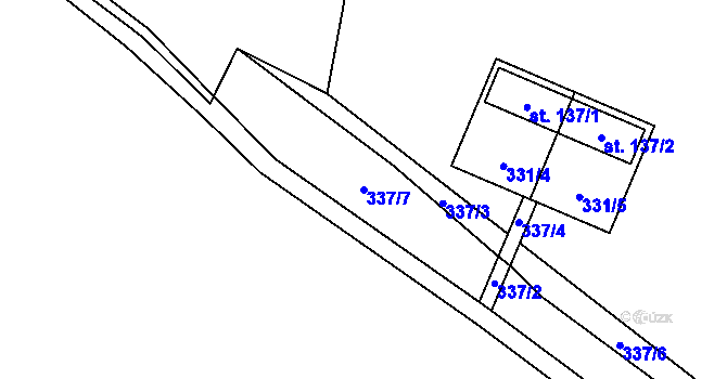 Parcela st. 337/7 v KÚ Ústí u Staré Paky, Katastrální mapa