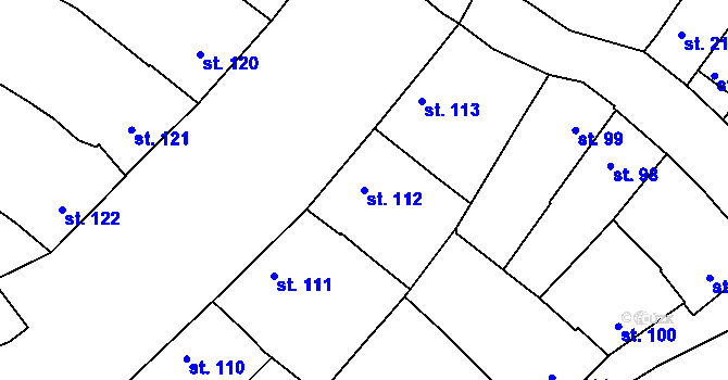 Parcela st. 112 v KÚ Roštění, Katastrální mapa