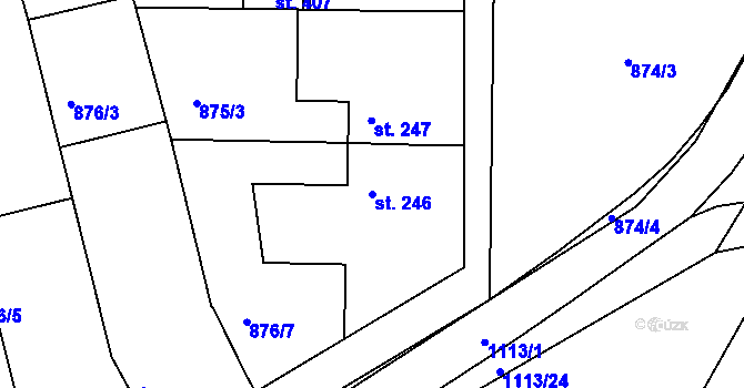 Parcela st. 246 v KÚ Roštění, Katastrální mapa
