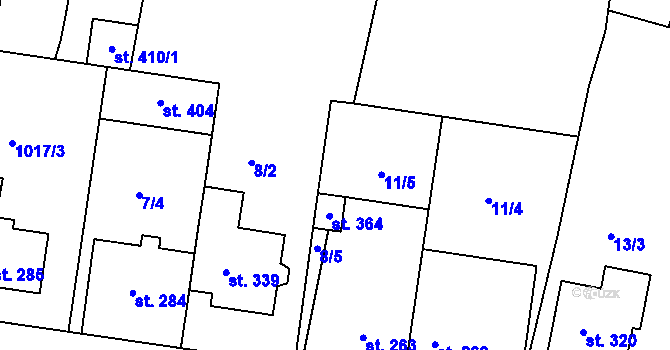 Parcela st. 8/3 v KÚ Roštění, Katastrální mapa