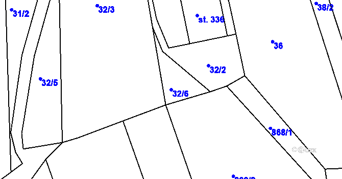 Parcela st. 32/6 v KÚ Roštění, Katastrální mapa