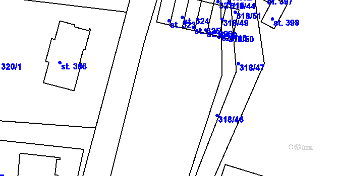Parcela st. 321/2 v KÚ Roštění, Katastrální mapa
