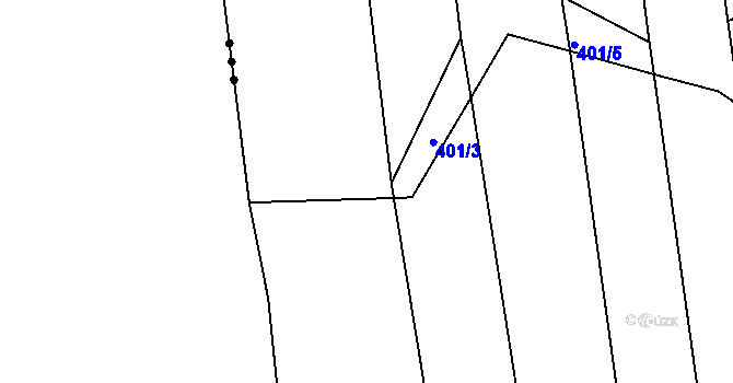 Parcela st. 401/2 v KÚ Roštění, Katastrální mapa