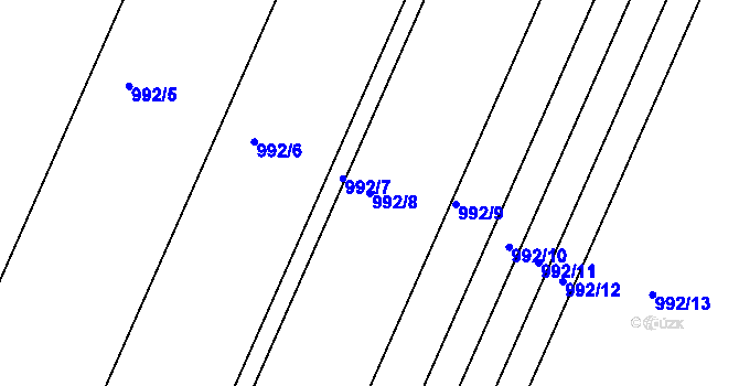Parcela st. 992/8 v KÚ Roštění, Katastrální mapa