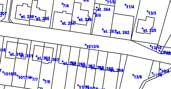 Parcela st. 1012/5 v KÚ Roštění, Katastrální mapa