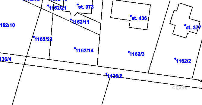 Parcela st. 1162/24 v KÚ Roštění, Katastrální mapa