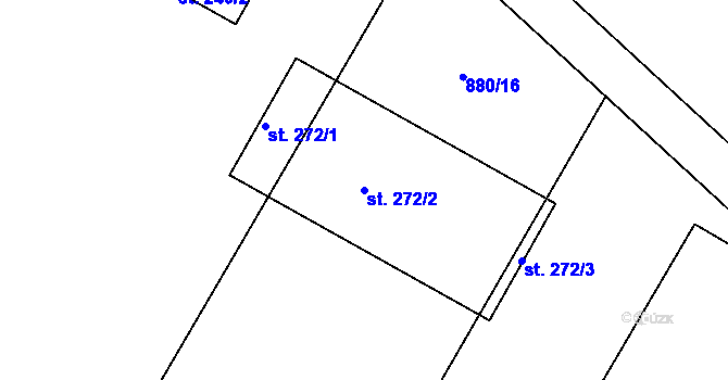 Parcela st. 272/2 v KÚ Roštění, Katastrální mapa