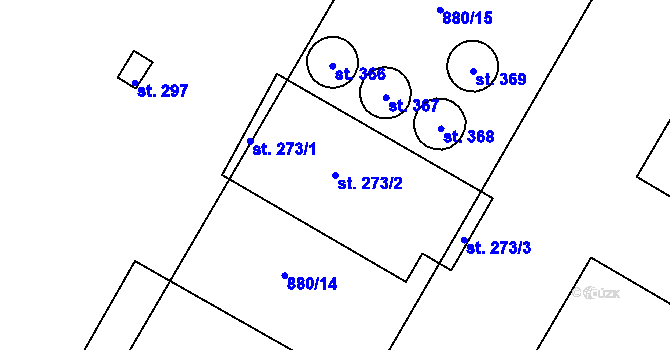 Parcela st. 273/2 v KÚ Roštění, Katastrální mapa