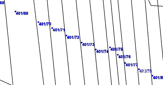 Parcela st. 401/73 v KÚ Roštění, Katastrální mapa