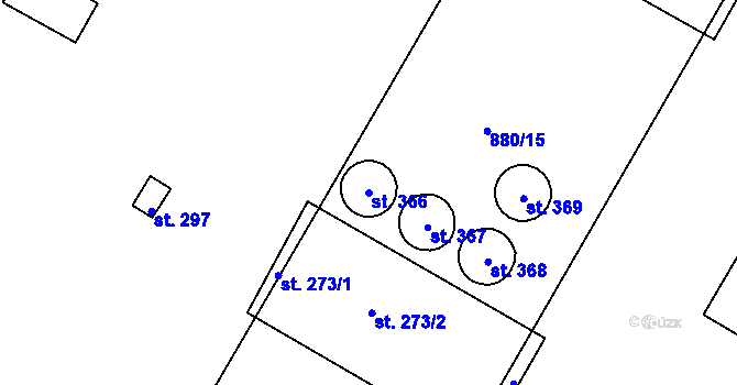 Parcela st. 366 v KÚ Roštění, Katastrální mapa