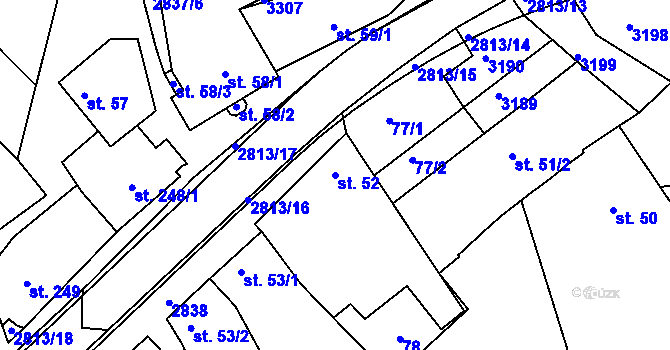 Parcela st. 52 v KÚ Roštín, Katastrální mapa
