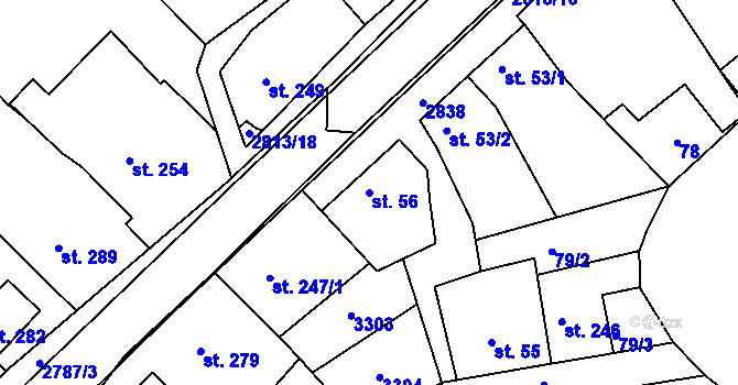 Parcela st. 56 v KÚ Roštín, Katastrální mapa